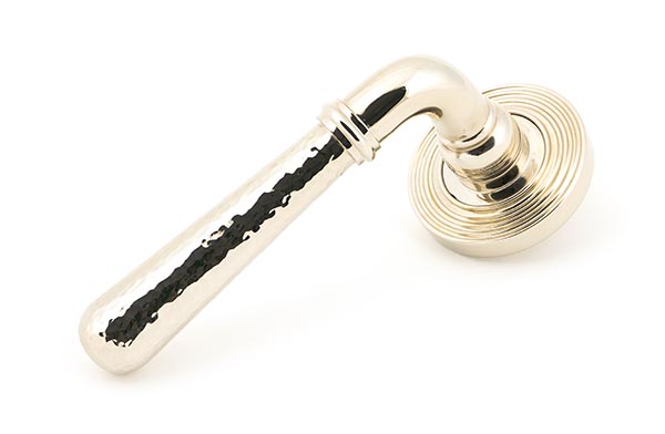 From the Anvil Polished Nickel Hammered Newbury Lever on Rose Set (Beehive)