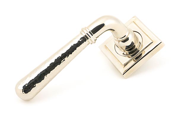 From the Anvil Polished Nickel Hammered Newbury Lever on Rose Set (Square)