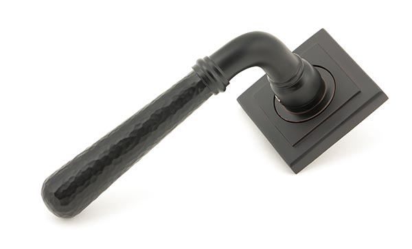 From the Anvil Aged Bronze Hammered Newbury Lever on Rose Set (Square)