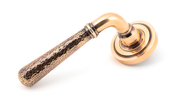 From the Anvil Polished Bronze Hammered Newbury Lever on Rose Set (Art Deco)