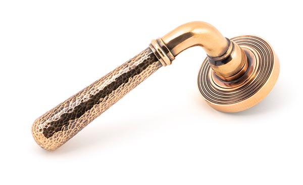 From the Anvil Polished Bronze Hammered Newbury Lever on Rose Set (Beehive)