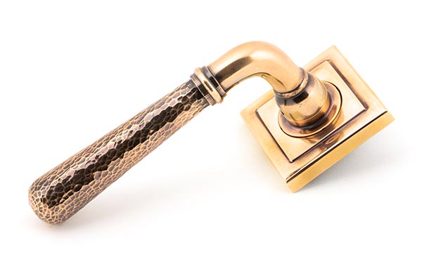 From the Anvil Polished Bronze Hammered Newbury Lever on Rose Set (Square)