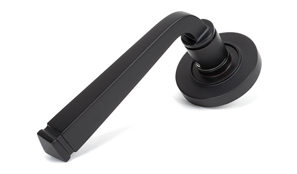 From the Anvil Aged Bronze Avon Round Lever on Rose Set (Plain)