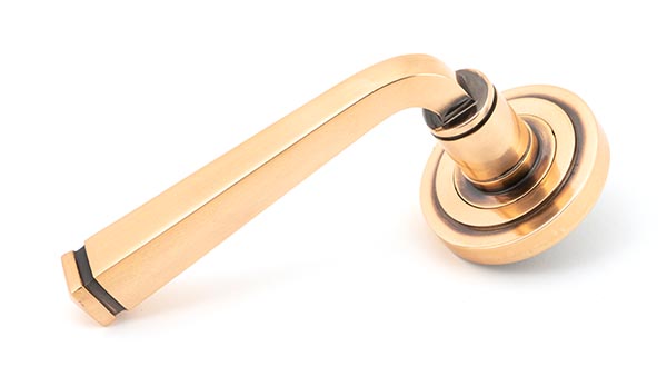 From the Anvil Polished Bronze Avon Round Lever on Rose Set (Art Deco)