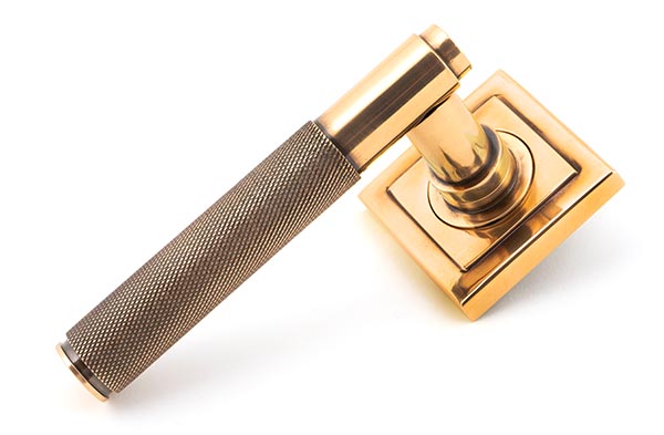 From the Anvil Polished Bronze Brompton Lever on Rose Set (Square)