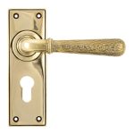 Aged Brass Hammered Newbury Lever Euro Lock Set | 46212