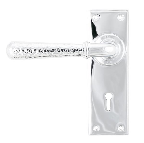 Polished Chrome Hammered Newbury Lever Lock Set | 46213