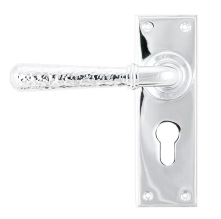 Polished Chrome Hammered Newbury Lever Euro Lock Set | 46216