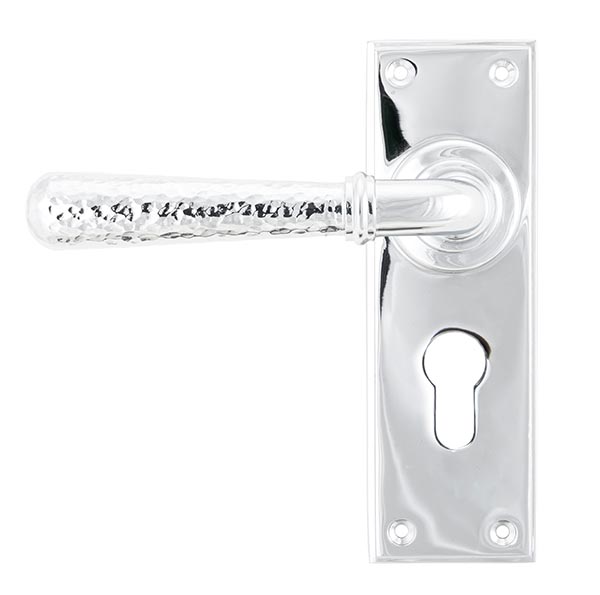 Polished Chrome Hammered Newbury Lever Euro Lock Set | 46216