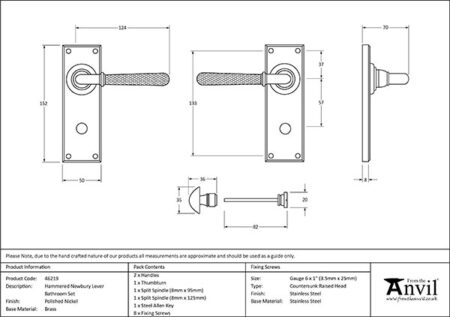 Polished Nickel Hammered Newbury Lever Bathroom Set | 46219 - Image 2