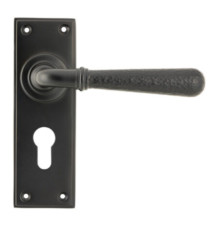 Aged Bronze Hammered Newbury Lever Euro Lock Set | 46224