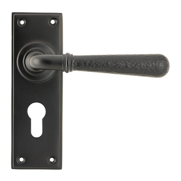 Aged Bronze Hammered Newbury Lever Euro Lock Set | 46224