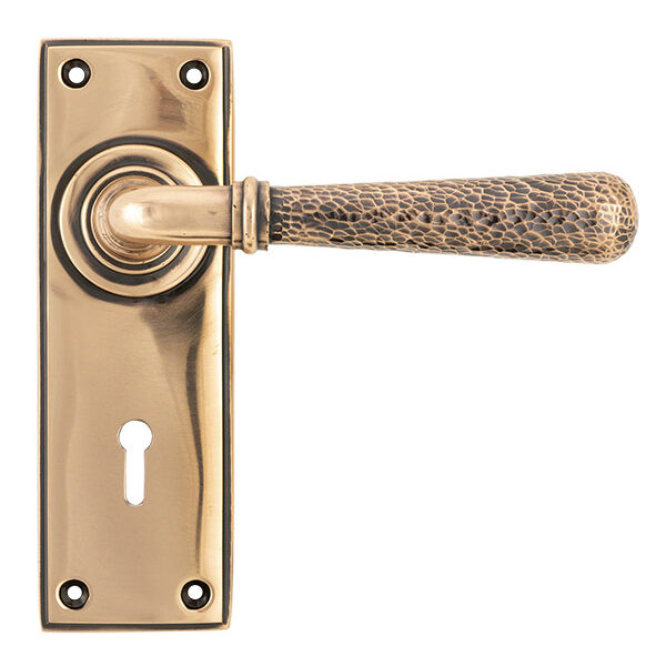 Polished Bronze Hammered Newbury Lever Lock Set | 46225