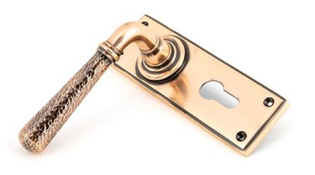 Polished Bronze Hammered Newbury Lever Euro Lock Set | 46228 - Image 3