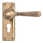 Polished Bronze Hammered Newbury Lever Euro Lock Set | 46228