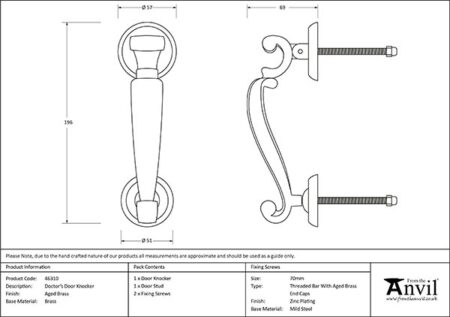 Aged Brass Doctors Door Knocker | 46310 - Image 2