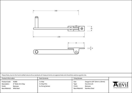 Beeswax 6" Roller Arm Stay | 46380 - Image 2