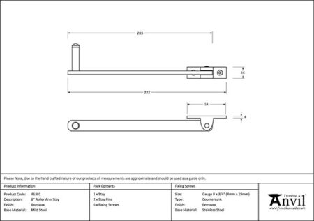 Beeswax 8" Roller Arm Stay | 46381 - Image 2