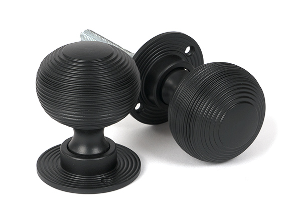 Matt Black Heavy Beehive Mortice/Rim Knob Set | 46404