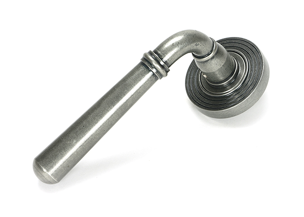 From the Anvil Pewter Newbury Lever on Rose Set (Beehive) - Pewter Patina