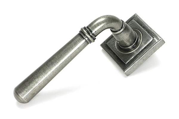 From the Anvil Pewter Newbury Lever on Rose Set (Square) - Pewter Patina