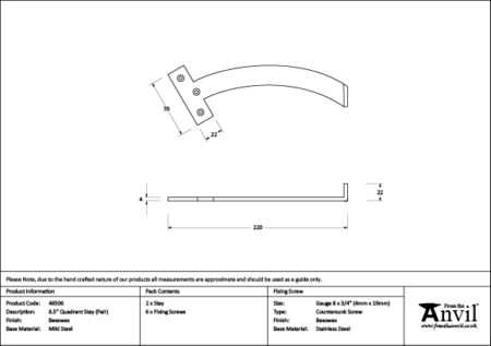 From the Anvil Beeswax 8.5" Quadrant Stay (Pair) - Image 2