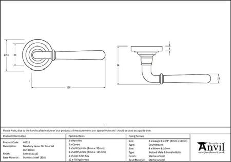 From the Anvil Satin Marine SS (316) Newbury Lever on Rose Set (Art Deco) - Image 2