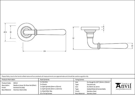 From the Anvil Polished Marine SS (316) Newbury Lever on Rose Set (Plain) - Image 2