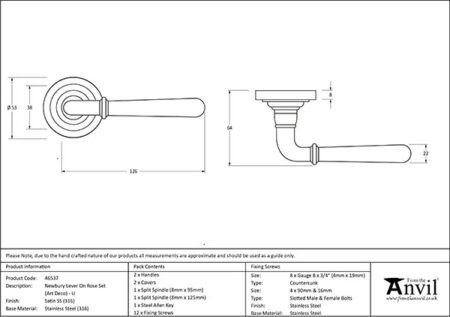 From the Anvil Satin Marine SS (316) Newbury Lever on Rose Set (Art Deco) - Unsprung - Image 2
