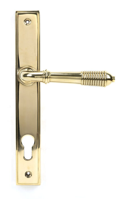 Polished Brass Reeded Slimline Lever Espag. Lock Set | 46545
