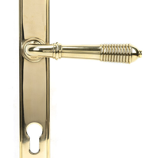 Polished Brass Reeded Slimline Lever Espag. Lock Set | 46545