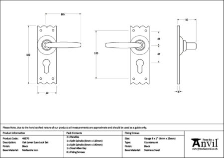 Black Oak Lever Euro Lock Set | 46570 - Image 2