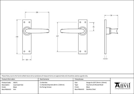 Black Lever Latch Set | 46571 - Image 2