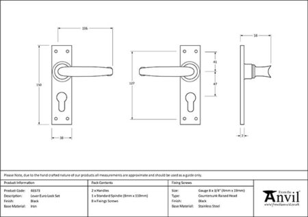 Black Lever Euro Lock Set | 46573 - Image 2