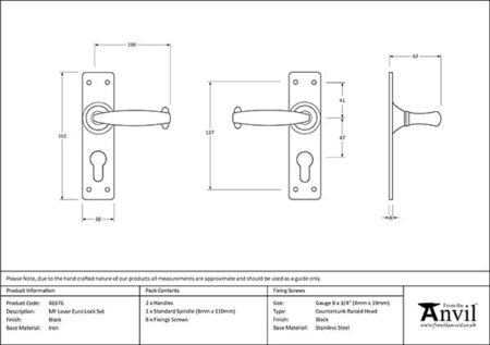Black MF Lever Euro Lock Set | 46576 - Image 2