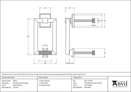 Satin Marine SS (316) Brompton Door Knocker | 46653 - Image 2