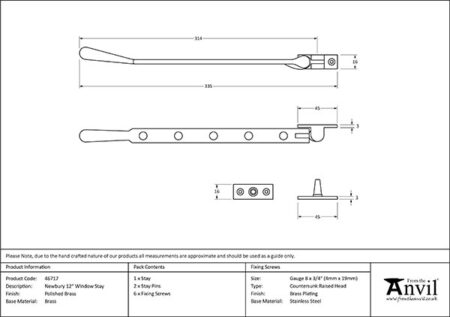 From the Anvil Polished Brass 12" Newbury Stay - Image 2