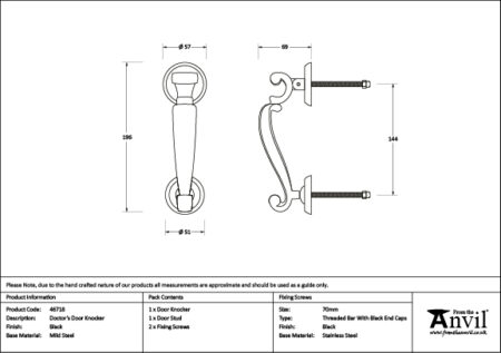From the Anvil Black Doctors Door Knocker - Image 2