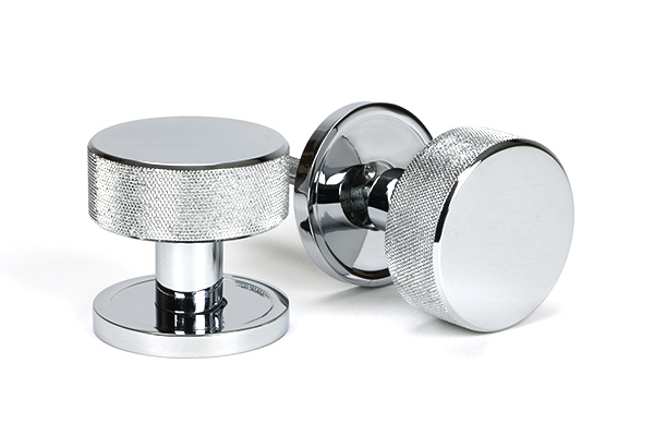 Polished Chrome Brompton Mortice/Rim Knob Set (Plain) | 46778