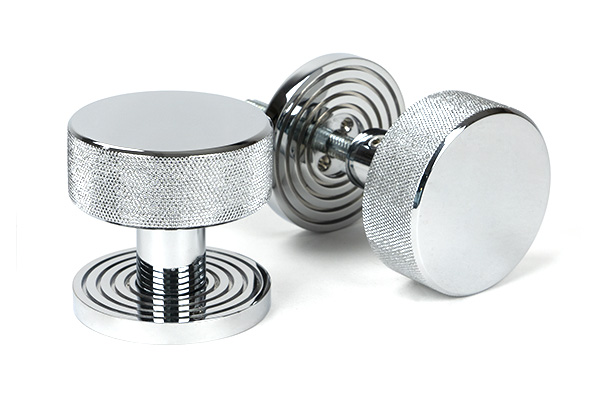 Polished Chrome Brompton Mortice/Rim Knob Set (Beehive) | 46780