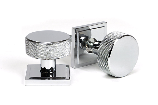 Polished Chrome Brompton Mortice/Rim Knob Set (Square) | 46781