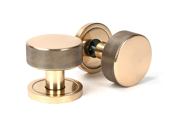 Polished Bronze Brompton Mortice/Rim Knob Set (Plain) | 46790