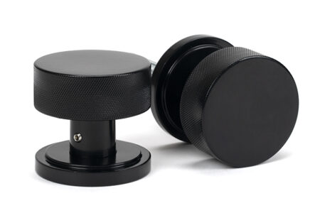 Black Brompton Mortice/Rim Knob Set (Art Deco) | 46795