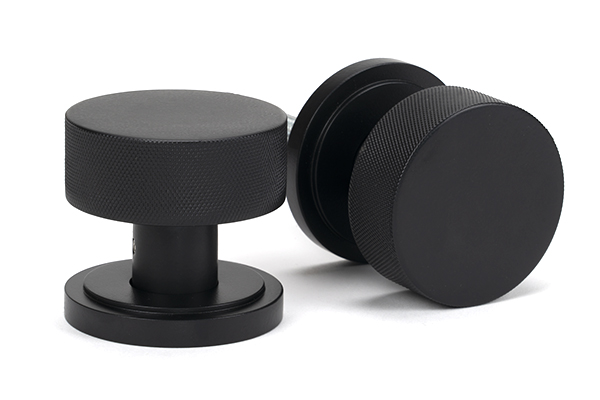 Matt Black Brompton Mortice/Rim Knob Set (Art Deco) | 46799