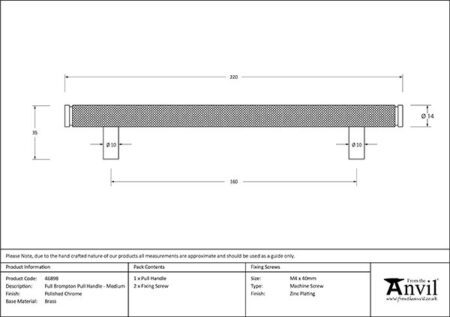 Polished Chrome Full Brompton Pull Handle - Medium | 46898 - Image 2