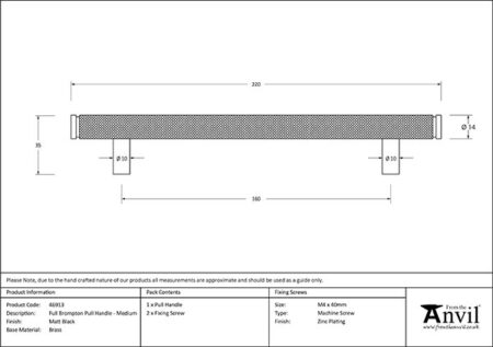 Matt Black Full Brompton Pull Handle - Medium | 46913 - Image 2