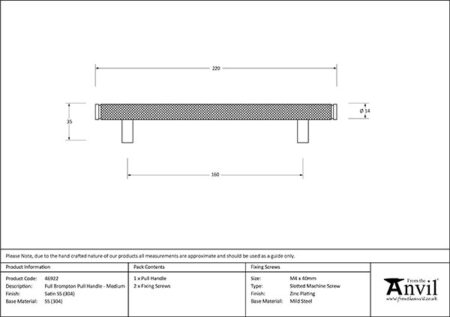 Satin SS (304) Full Brompton Pull Handle - Medium | 46922 - Image 2