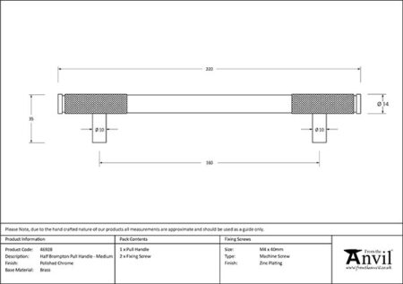 Polished Chrome Half Brompton Pull Handle - Medium | 46928 - Image 2