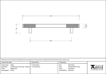 Aged Bronze Half Brompton Pull Handle - Medium | 46934 - Image 2