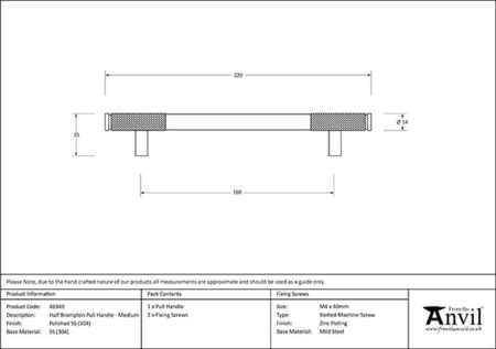 Polished SS (304) Half Brompton Pull Handle - Medium | 46949 - Image 2